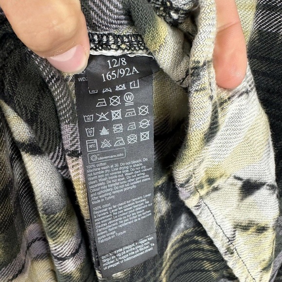 All Saints Lily Check Shacket Shirt Dress Flannel Size 8 Tie Dye Black - Picture 4 of 8